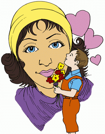 Mummy With Kids Coloring Pages