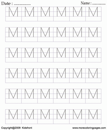 Block Letter Dot To Dots M Sheet