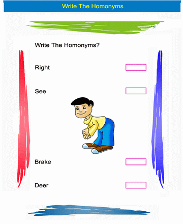 Homonym Word 5 Sheet