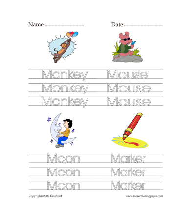 Letter M Words Worksheet Sheet