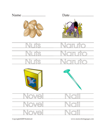 Letter N Words Worksheet Sheet