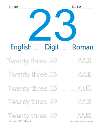 Roman Numerals 23 Sheet