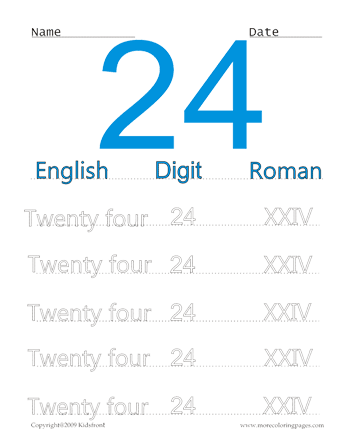 Roman Numerals 24 Sheet