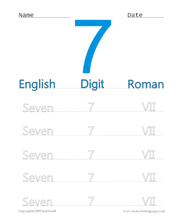 Roman Numerals 7 Sheet