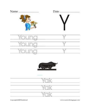Letter Y Words Worksheet Sheet