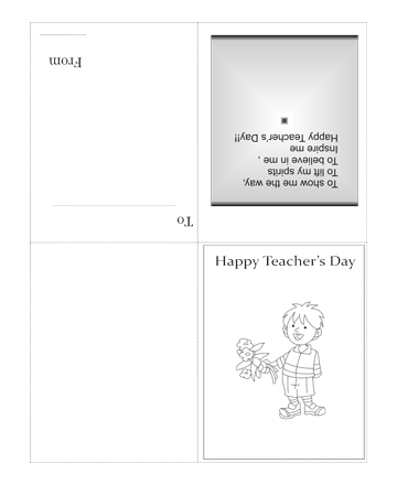 Color The Teachers Day Card With Quotes Coloring Pages