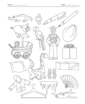 color the picture which start with letter p printable coloring worksheet