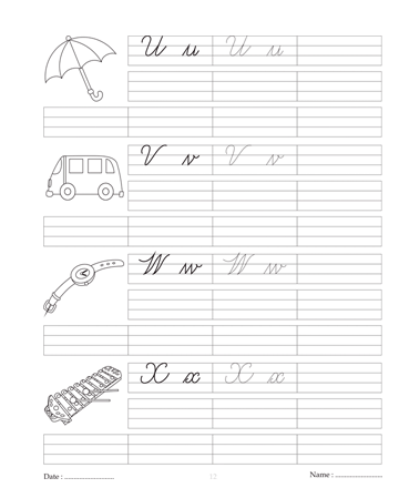 Cursive Writing Book 12 Sheet