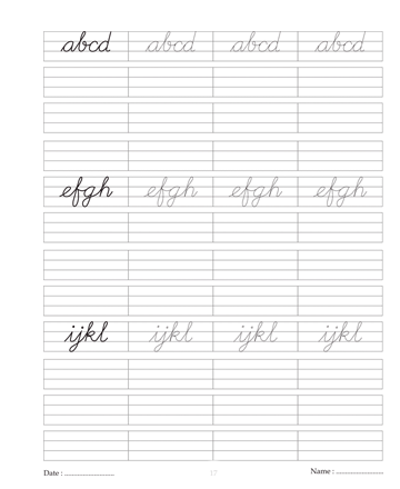 Cursive Writing Book 17 Sheet