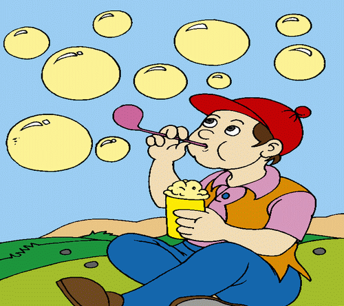 Boy Playing With Bubbles Coloring Pages