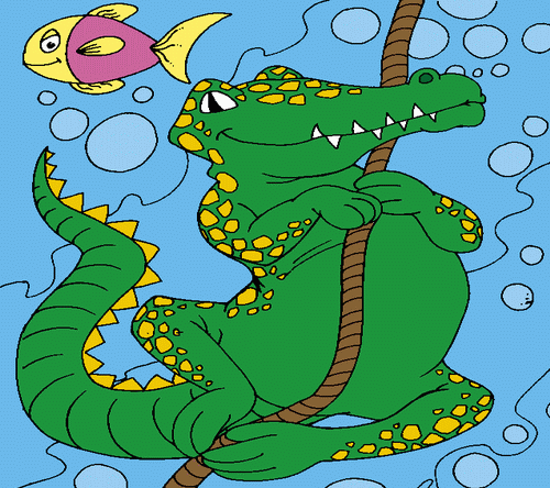 Crocodile On Rope Coloring Pages