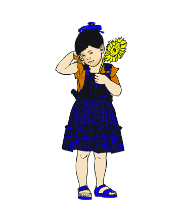 Little Girl With Flower Coloring Pages