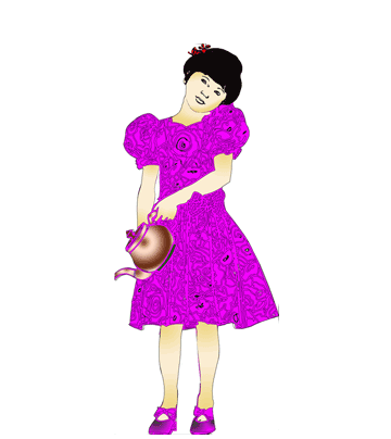 Girl With Teapot Coloring Pages