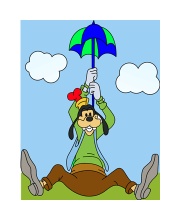 Goofy With Umbrella Coloring Pages