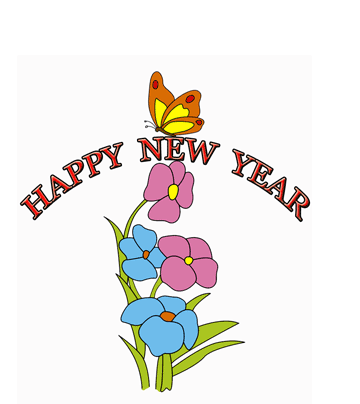 New Year Flowers Coloring Pages