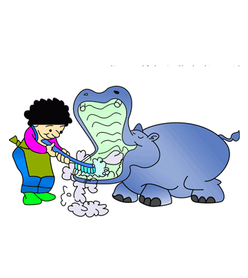 Cleaning Hippo Teeth Coloring Pages
