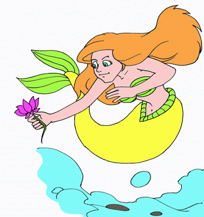 Mermaid With Flower Coloring Pages