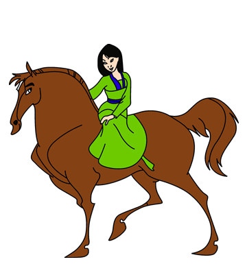 Mulan With Horse Coloring Pages