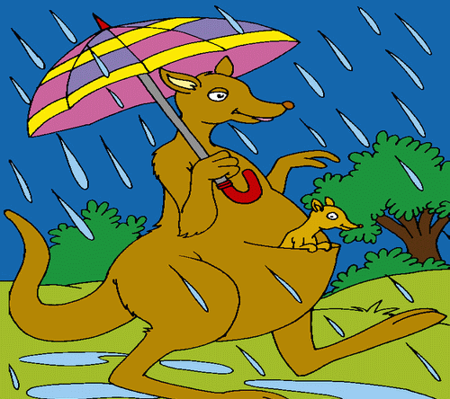 Kangaroo In Rain Coloring Pages