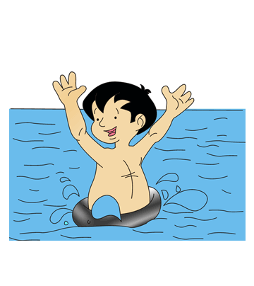 boy swimming coloring page