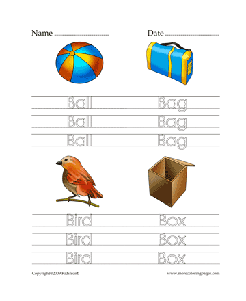 Letter B Words Worksheet Sheet