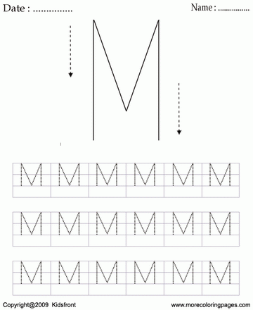 Block Letter Dot To Dots M Sheet