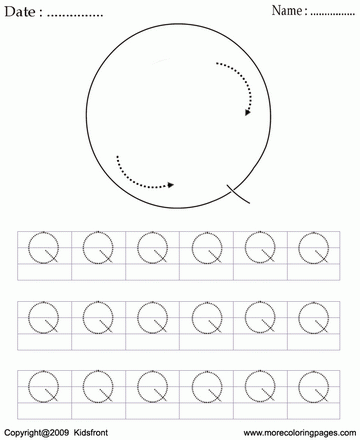 Block Letter Dot To Dots Q Sheet