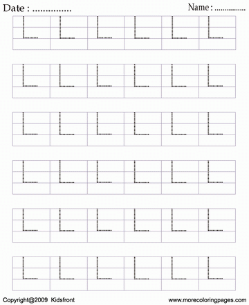 Block Letter Dot To Dots L Sheet