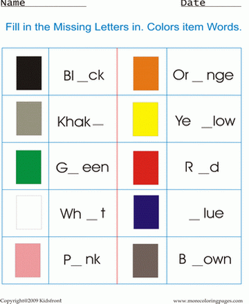 Colors Worksheet Sheet