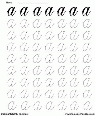 Cursive Letter Dot To Dots A Sheet