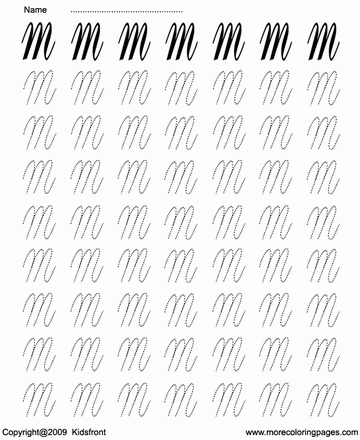 Cursive Letter Dot To Dots M Sheet