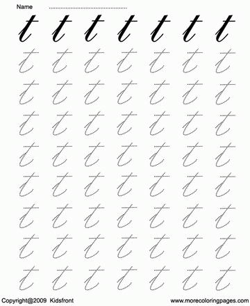 Cursive Letter Dot To Dots T Sheet