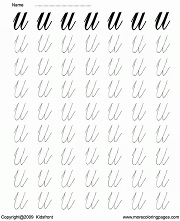 Cursive Letter Dot To Dots U Sheet