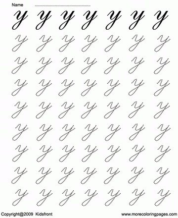 Cursive Letter Dot To Dots Y Sheet