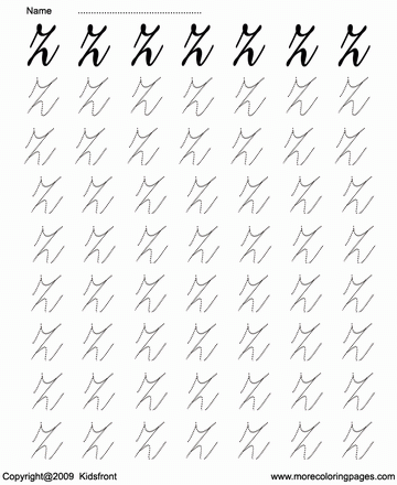 Cursive Letter Dot To Dots Z Sheet