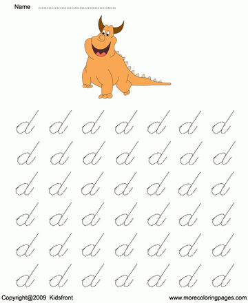 Cursive Letter With Picture D Sheet