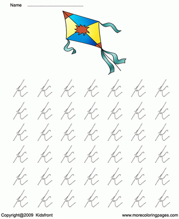 Cursive Letter With Picture K Sheet