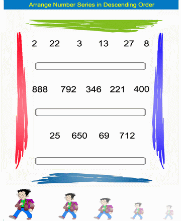 Descending Order 3 Sheet