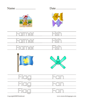 Letter F Words Worksheet Sheet