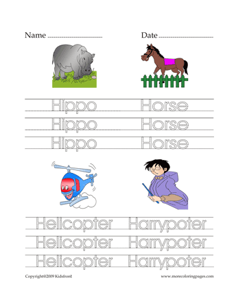 Letter H Words Worksheet Sheet