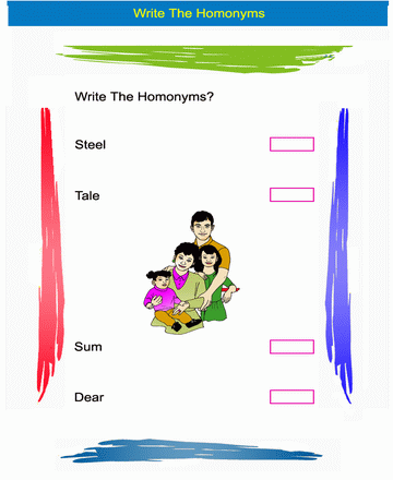 Homonym Word 16 Sheet