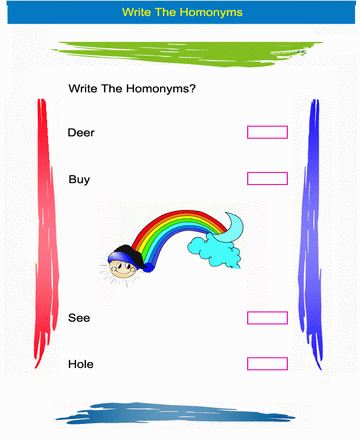 Homonym Word 24 Sheet