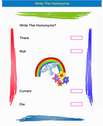 Homonym Word 25 Sheet