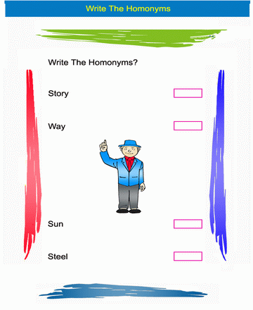 Homonym Word 29 Sheet