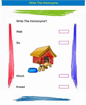 Homonym Word 9 Sheet