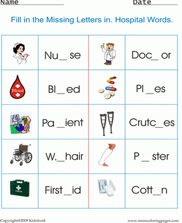 Hospital Worksheet Sheet