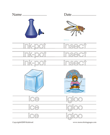 Letter I Words Worksheet Sheet