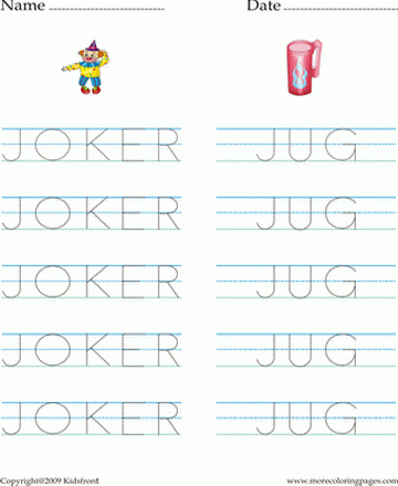 Letter J Words Worksheet Sheet