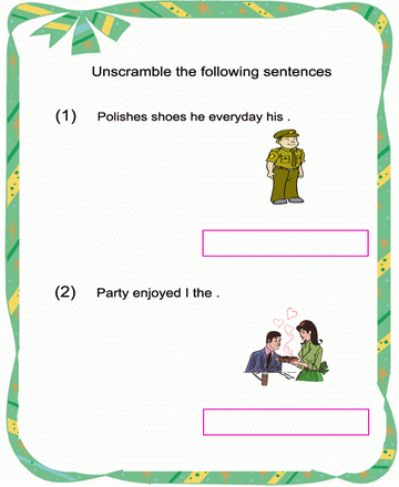 Jumbled Sentence 18 Sheet