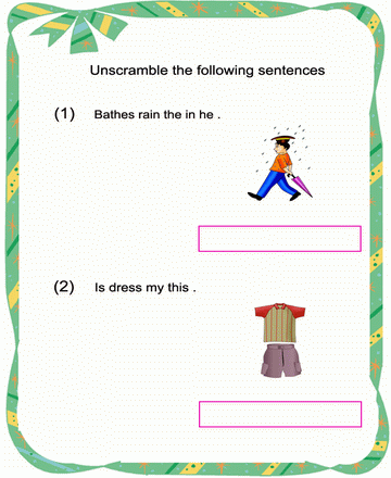 Jumbled Sentence 34 Sheet